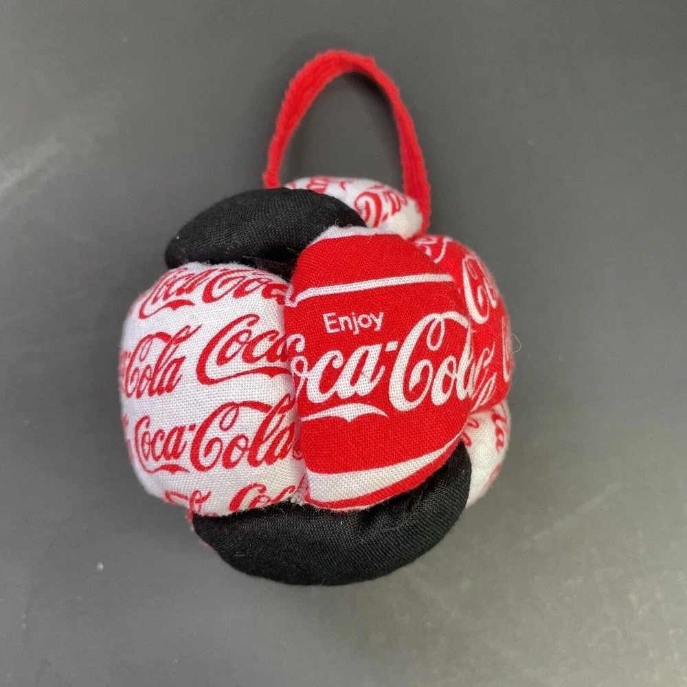 Vintage Cloth Christmas Ornaments Hand‎ Sewn Stuffed Coca Cola Quilted Red Coke
